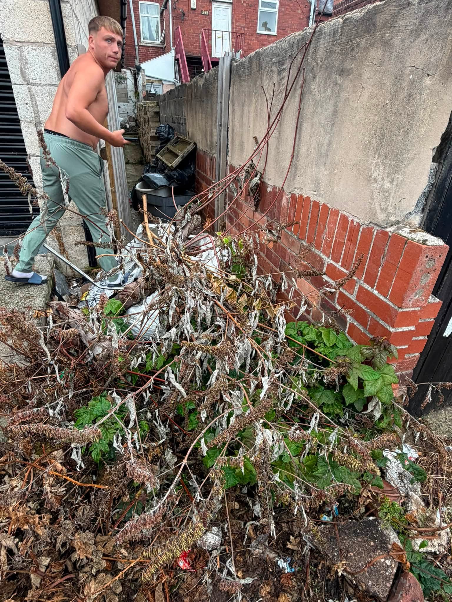 Overgrown side passage before clearance work